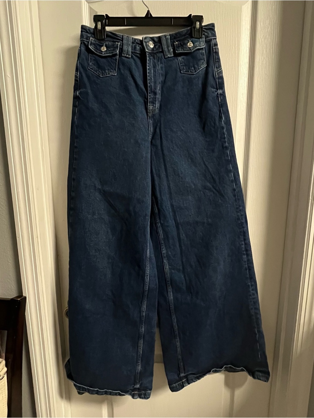 We The Free Dark Blue Wide Leg High-Rise Jeans